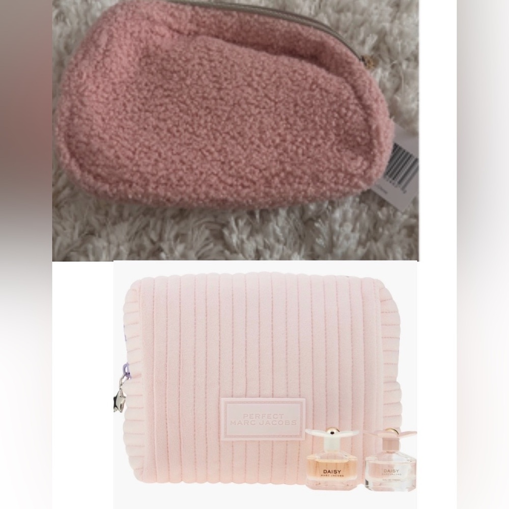 New Marc Jacobs Pink Quilted Cosmetic Bag w/perfume samples +free pink belt bag